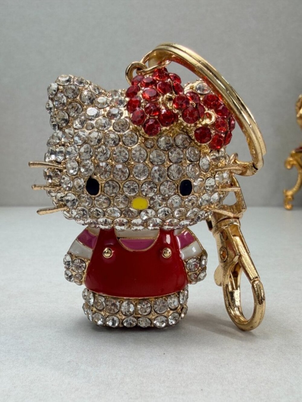 Hello Kitty Rhinestone Keychain Red Bow Cute Kawaii Charm